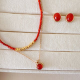 Natural red beaded gemstone choker, necklace for women, July Birthstone, Birthday Gift for Her