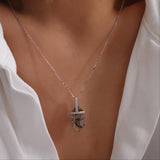 Moss Agate Necklace, Genuine Agate, Geometric Necklace, Point Crystal Pendant, Statement necklace, Gifts for her