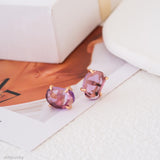 Gold purple irregular amethyst stud earrings