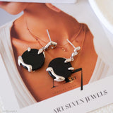 Round Black Onyx Earrings, Silver Mismatch Earrings, Statement earrings, Black stone earrings, 925 Silver earrings, Gifts for her