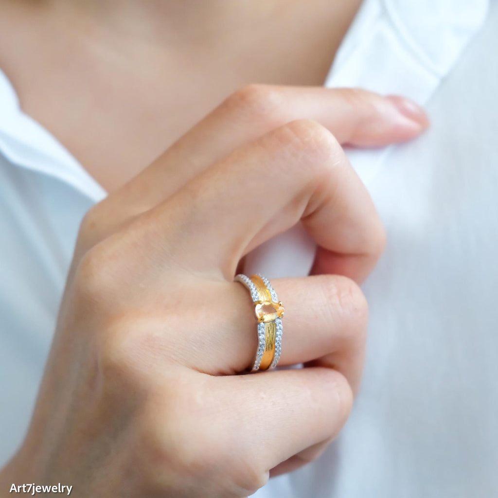 Two Toned Citrine Ring