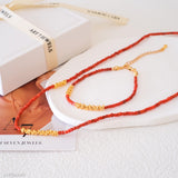 Carnelian and gold beaded jewelry set