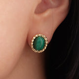 Oval malachite earrings