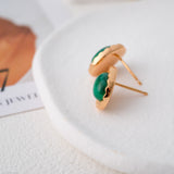 Oval malachite earrings