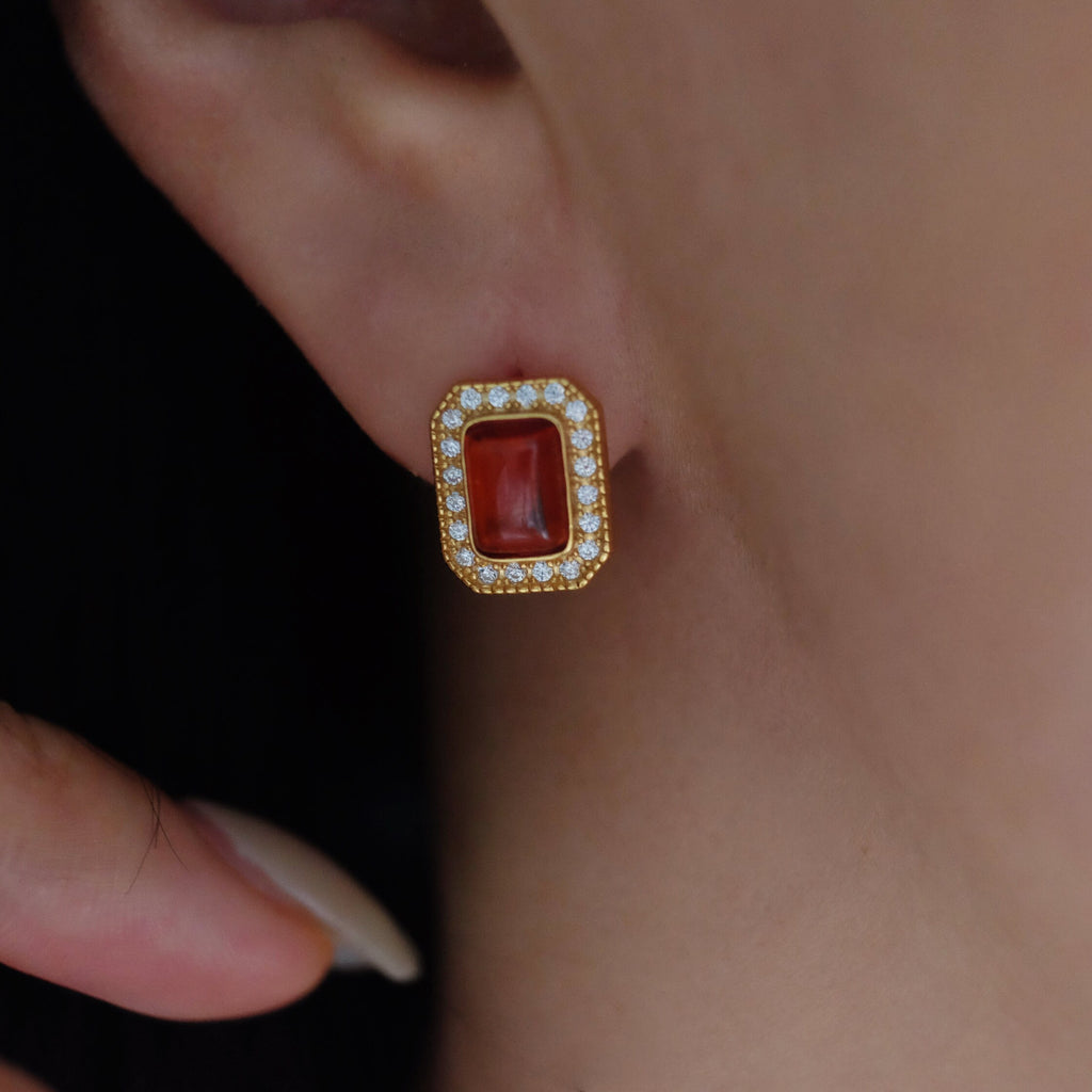 Rectangle Carnelian Earrings