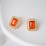 Rectangle Carnelian Earrings