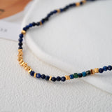 Minimalist lapis lazuli beads necklace
