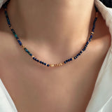 Minimalist lapis lazuli beads necklace