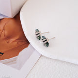 Moss Agate Stud Earrings, Genuine Agate, Geometric Earrings, 