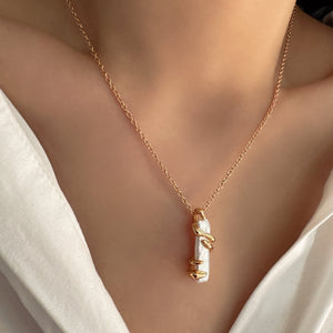 18k Gold baroque pearl necklace, Freshwater pearl necklace, Irregular pearl pendant, Flowing Silver Necklace, Gift for her