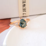 Genuine Moss agate ring
