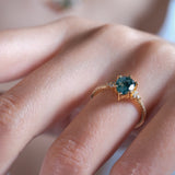 Anillo solitario de ágata musgosa