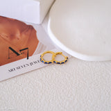Blue stone hoop earrings with rectangular blue gemstones and gold-tone huggie hoops for women