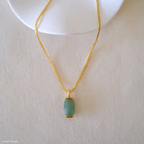 Green jade pendant necklace with gold chain, jade necklace for women, minimalist gemstone jewelry