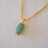 Green jade pendant necklace with gold chain, jade necklace for women, minimalist gemstone jewelry