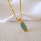 Green jade pendant necklace with gold chain, jade necklace for women, minimalist gemstone jewelry