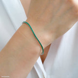  2mm thin tennis bracelet, Green bracelet, Gifts for her