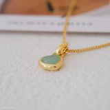  Minimalist heart pendant necklace, Dainty green jade pendant necklace, Gifts for sister, Gifts for her