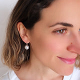 12mm white pearl drop earrings for women with round pearls and silver-tone leverback setting