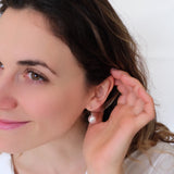 12mm white pearl drop earrings for women with round pearls and silver-tone leverback setting