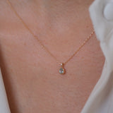  Tiny Aquamarine pendant, Gemstone necklace, Blue stone necklace, Silver necklace, Gift for March baby