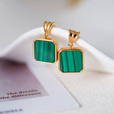 Pendientes de malaquita natural