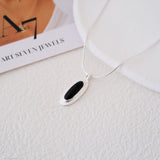 Silver onyx pendant - Elegant black stone necklace - Stone of willpower - Gifts for her