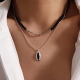  Elegant black stone necklace - Stone of willpower - Gifts for her