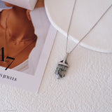 Moss Agate Necklace, Genuine Agate, 