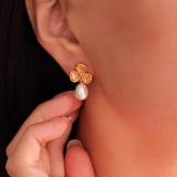  Natural Pearl Earrings, Floral Stud Earrings, Bridal earrings, Gifts for her