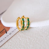 Huggie Green Earrings