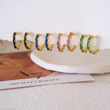 Huggie Green Earrings