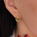 Minimalist Gold Earrings for Women, Dainty Jade Jewelry, Green Stone Studs, Gift for Her