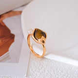 Tigers Eye Stone Ring • Statement Boho Ring • Open Adjustable Band Ring • Gift for Her