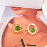  Natural Jade Earrings, Minimalist Gold Earrings for Women, Dainty Jade Jewelry, Green Stone Studs, Gift for Her