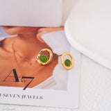 Gold Jade Stud Earrings