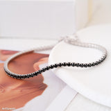 Dainty black cz bracelet, 2mm tennis bracelet, Minimalist black stone bracelet, Christmas gifts