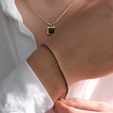 Gold black diamond tennis bracelet, Dainty black cz bracelet, 2mm tennis bracelet, Minimalist black stone bracelet, Christmas gifts