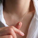 Convertible 2 in 1 gold necklace with opal pendant and zirconia charm, delicate layering necklace for women, minimalist jewelry art7jewels