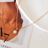 Convertible 2 in 1 gold necklace with opal pendant and zirconia charm, delicate layering necklace for women, minimalist jewelry art7jewels