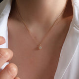 Dainty gold opal necklace with zirconia pendant, 2 in 1 layered necklace design, elegant everyday jewelry by art7jewels