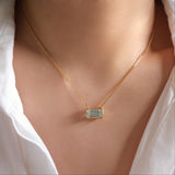 Aquamarine gold necklace with baguette blue gemstone pendant, minimalist dainty necklace for women, elegant fine jewelry art7jewels