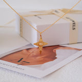 Gold Star Necklace with Natural Opal, Celestial Opal Pendant, Dainty Minimalist Gold Jewelry, North Star Gift for He