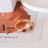 Gold Garnet Eternity Ring, Natural Marquise Garnet Ring, Vintage Garnet Band, January Birthstone Ring, Dainty Red Gemstone Ring for Women