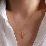 Gold Star Necklace with Natural Opal, Celestial Opal Pendant, Dainty Minimalist Gold Jewelry, North Star Gift for He