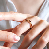 Gold Garnet Eternity Ring, Natural Marquise Garnet Ring, Vintage Garnet Band, January Birthstone Ring, Dainty Red Gemstone Ring for Women