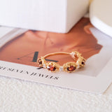 Gold Garnet Eternity Ring, Natural Marquise Garnet Ring, Vintage Garnet Band, January Birthstone Ring, Dainty Red Gemstone Ring for Women