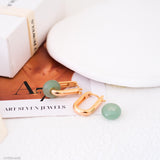 natural jade hoop earrings green stone gold plated minimalist drop earrings elegant jewelry for women