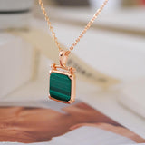 green malachite square pendant gold necklace minimalist geometric jewelry elegant dainty necklace for women