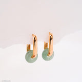 natural jade hoop earrings green stone gold plated minimalist drop earrings elegant jewelry for women